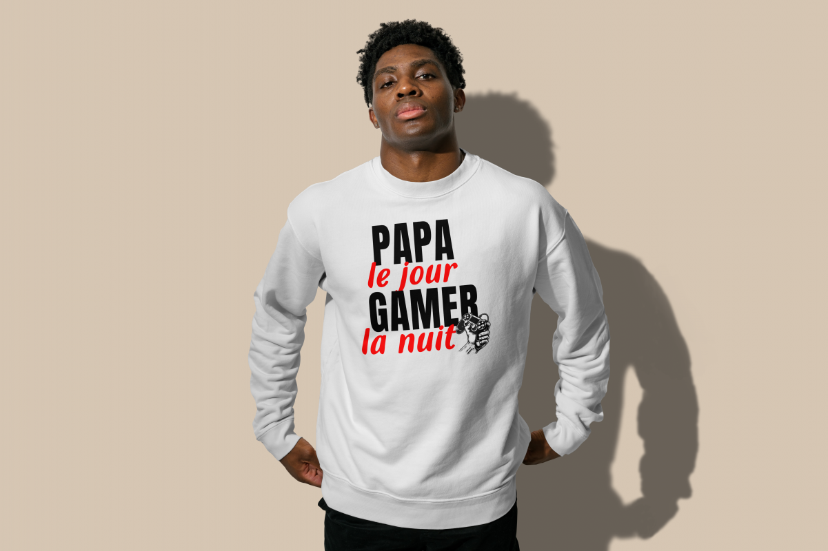 Homme sweat papa gamer